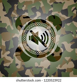 mute icon on camouflaged texture