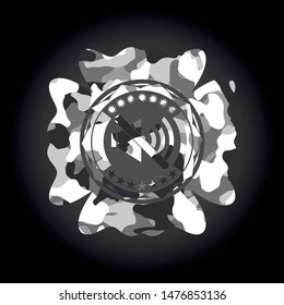 mute icon on grey camo texture