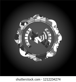 mute icon on grey camouflaged pattern