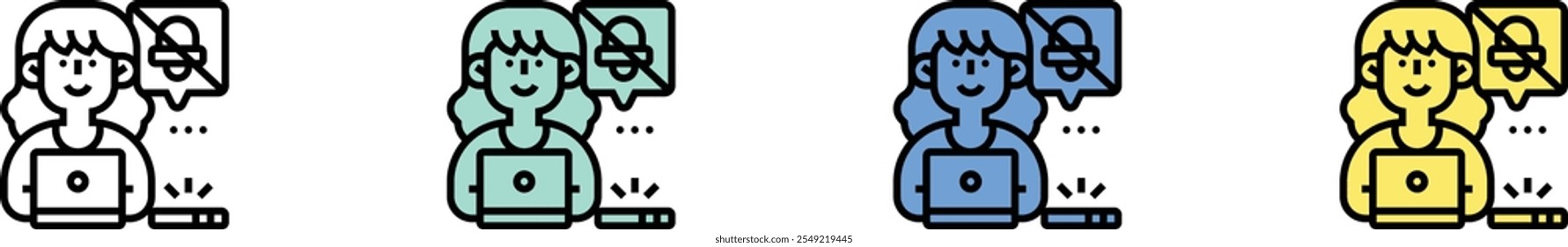 mute icon. Outline, Green, Blue and Yellow Style Design Isolated On White Background