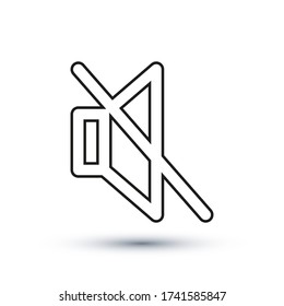 Icono de silenciar, signo de vector de contorno, pictograma de estilo lineal aislado en blanco. Símbolo, ilustración del logotipo. Trazo editable. Ilustración vectorial Eps10.