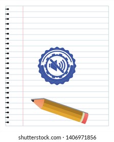 mute icon pen draw. Blue ink. Vector Illustration. Detailed.
