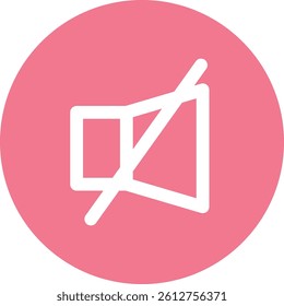Mute icon with pink background for audio control and media interface design