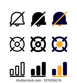 mute icon set with three style for presentation, banner, and social media