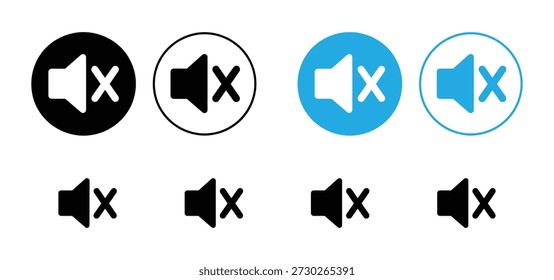 Mute Icon Set - Vector Collection of Sound Off, Silence, and Volume Buttons for Web and App Interface


