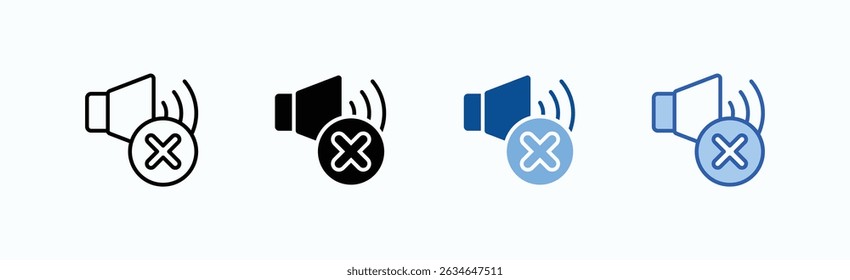 Mute Icon Sheet Multiple Style Collection Isolated Vector
