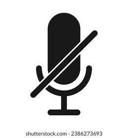 Mute icon symbol with line through the microphone in vector