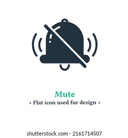 Mute icon in trendy flat style isolated on white background.  Silent bell symbol, disable for web and mobile apps.