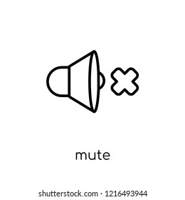 mute icon. Trendy modern flat linear vector mute icon on white background from thin line collection, outline vector illustration