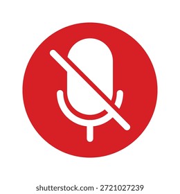Plantillas de diseño de Vector de icono mudo. Ilustración silenciada de audio de micrófono. Icono de micrófono tachado. Sin altavoz, sin icono de sonido.