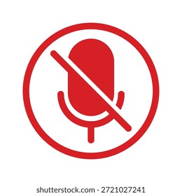 Plantillas de diseño de Vector de icono mudo. Ilustración silenciada de audio de micrófono. Icono de micrófono tachado. Sin altavoz, sin icono de sonido.