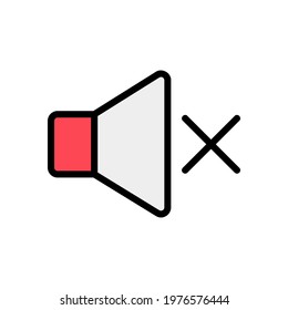 Mute icon vector illustration in filled line style about multimedia for any projects, use for website mobile app presentation