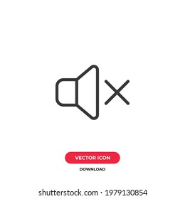 Mute icon vector. Speaker sign
