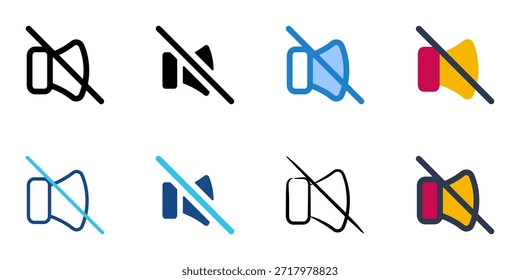 Los iconos de silencio establecen la colección de varios estilos. Trazo editable 

