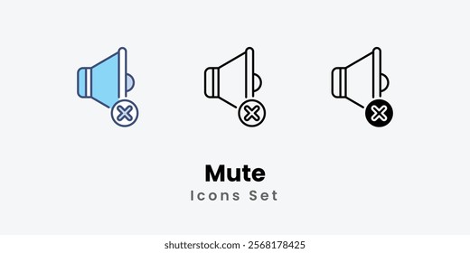 Mute Icons thin line and glyph vector icon stock illustration