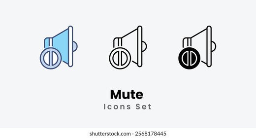 Mute Icons thin line and glyph vector icon stock illustration