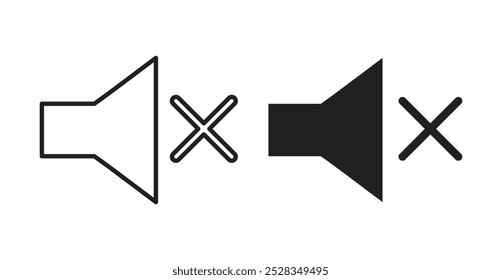 Mute icons. Vector set in filled and line style.