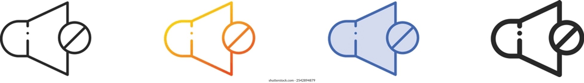 mute icon.Thin Linear, Gradient, Blue Stroke and bold Style Design Isolated On White Background