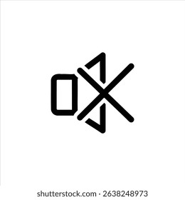 A mute interface icon, showing a speaker symbol crossed out with a line. Represents silence or no audio output. Isolated on a white background.
