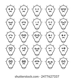 ilustración de línea de emoticones de bombilla silenciosa