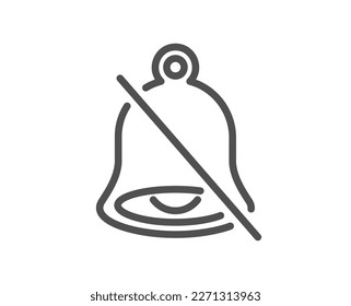 Silenciar el icono de la línea. Señal de alerta de Bell. No hay símbolo de sonido. Elemento de diseño de calidad. Icono de silenciar estilo lineal. Trazo editable. Vector
