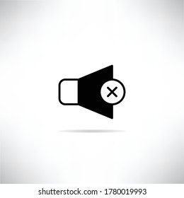 mute loudspeaker icon with shadow on gray background vector
