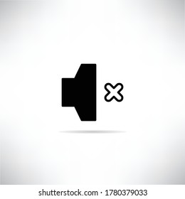 icono del altavoz silenciado con sombra en el vector de fondo gris