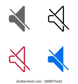 Mute loudspeaker icon vector, Filled flat sign, solid pictogram isolated on white. Sound off set symbol, logo illustration.