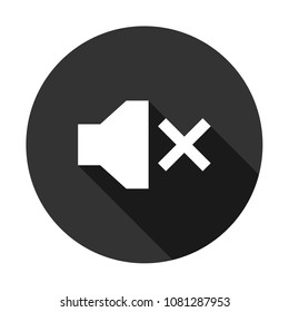 mute media sound vector icon with shadow, mute sign