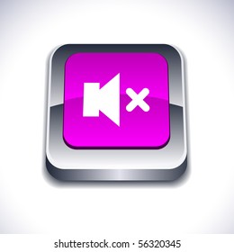 Mute metallic 3d vibrant square icon.