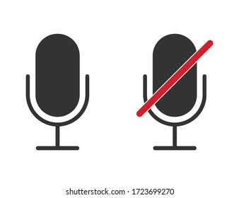 Mute Mic Icon. Microphone Icon. Mute Symbol