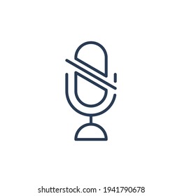 icono silenciar micrófono. ilustración plana símbolo de signo vectorial aislado, arte de línea, paquete de música, ilustración vectorial de botón multimedia, vector de grabación de notas de voz