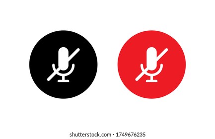 Mute Microphone Icon In Flat Style Isolated On White Background. No Mic Symbol Vector Illustration