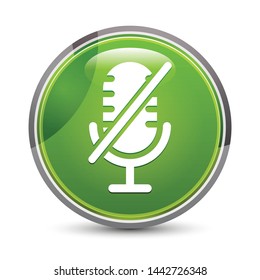Mute microphone icon isolated on elegant green round button vector illustration
