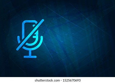 Mute microphone icon isolated on futuristic digital abstract blue background