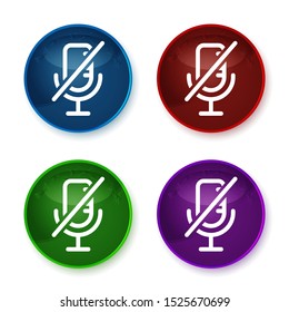 Mute microphone icon isolated on shiny round buttons set illustration
