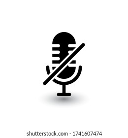 Mute microphone icon isolated on white background. Mute microphone icon in trendy design style. Vector illustration. EPS10.