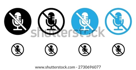 Mute Microphone Icon Set - No Sound, Audio Off, and Silent Button Symbol Collection,Audio Microphone and speaker button icon set, Mute Vector Icons, Column, Play, Sound symbol for Podcast