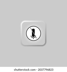 Mute microphone icon vector illustration design isolated on flat black round button neumorphism EPS 10