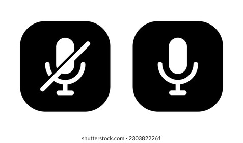 Mute microphone icon vector. Off mic symbol isolated on square background