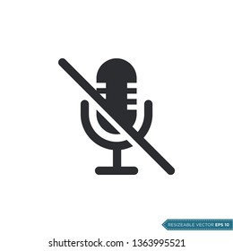 Mute Microphone Icon Vector Template