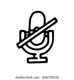 mute microphone line vector doodle simple icon