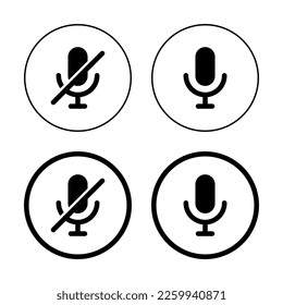 Micrófono silencioso, vector de icono de grabadora de micrófono aislado en el fondo de la línea circular