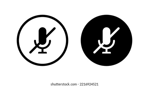 Mute Microphone, No Mic Icon Vector Isolated On Circle Background