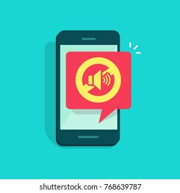 Mute mode sign for mobile phone vector illustration, no sound sign, flat cartoon volume off for smartphone, cellphone silence zone symbol isolated