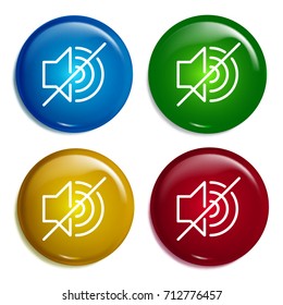 Mute multi color gradient glossy badge icon set. Realistic shiny badge icon or logo mockup