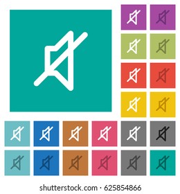 Mute multi colored flat icons on plain square backgrounds. Included white and darker icon variations for hover or active effects.