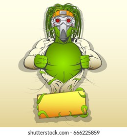 The mute mutant is a super hero. The stranger is an alien attached to cartoons and comics. Vector cartoon illustration.