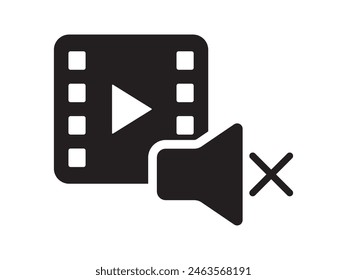 Mute, no sound icon vector, volume mute icon with video icon vector symbol