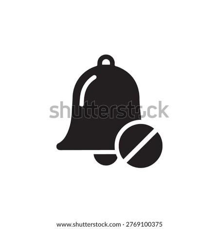 Mute notification bell icon with a prohibited sign for silent mode and do not disturb alerts